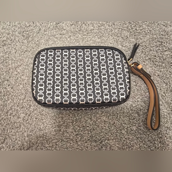 Tory Burch Chain Design Clutch Wristlet Blue Colorway Travel Vacation Preppy - Picture 3 of 7